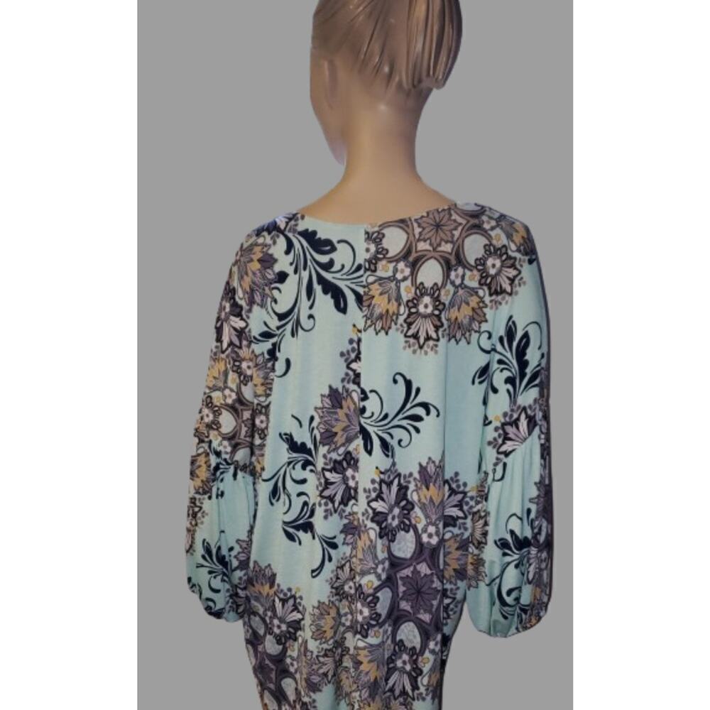 Perfectly Priscilla Woman's blouse shirt puff sleeves with tie bottom XXXL - Picture 2 of 7